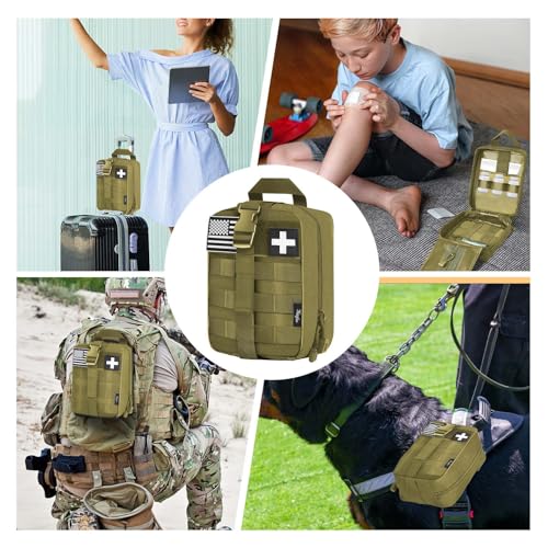 Medical Molle Pouch Tactical - 1000D Nylon First Aid Pouch, Big Capacity EMT Pouch Utility, Heavy Duty Military Grade Rip-Away Ifak Pouch for Home and Outdoor Activities（Bag Only - color: Coyote