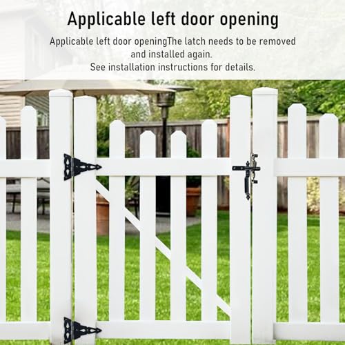 WellMade Heavy Duty Wood Gate Kit,8 Inch Decorative T Hinge and Spring Loaded Latch Gate Kit with Screws for Wooden Fence Shed Storage Gate Barns,Black Finish