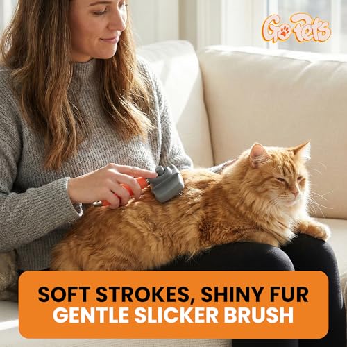 GoPets Self-Cleaning Slicker Brush for Dogs & Cats, Deshedding & Dematting | Retractable Bristles, Undercoat Tool for Long Haired Dogs, Non-Slip Handle, Detangler Comb for Mats & Shedding Fur - style: Slicker Dematting Comb