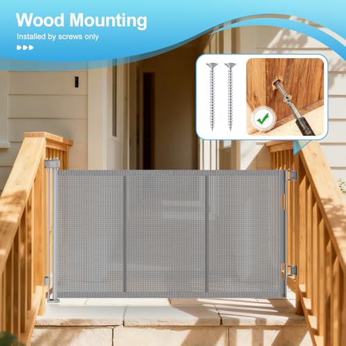 EZIGO Retractable Baby Gates Replacement Parts for 100/120 inch Dog Gate | Full Set Wall Mounting Accessories Including Brackets, Latches, Screws for Extra Wide Baby Gate Retractable Dog Gate, Gray - color: Gray, size: Medium
