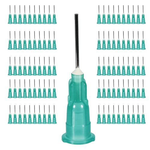 100pcs 21G blunt tip glue dispensing nozzles Blunt-nosed needle glue applicator, used for applying industrial liquids, adhesives, inks, perfumes, lip glosses.0.5 inches - size: 21G 100pcs