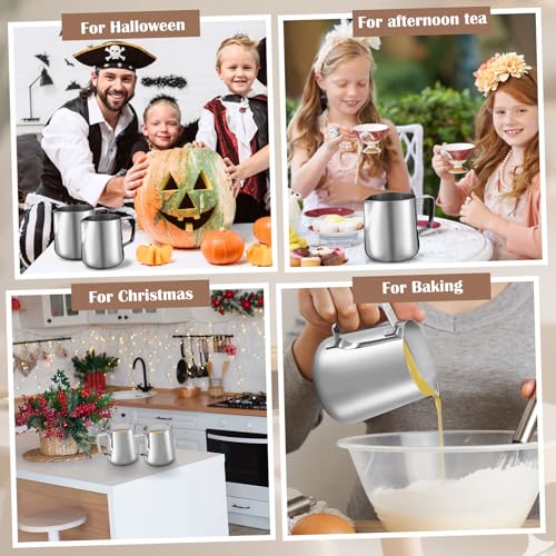Honeydak 12 Pcs Milk Frothing Pitcher 304 Stainless Steel Steaming Pitchers for Coffee Bar Cappuccino Barista Tools Milk Jug Steamer Frother Cup (12 oz) - color: Silver, size: 12 oz