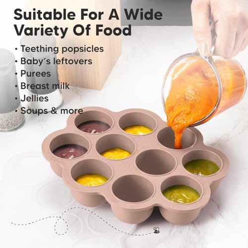 KeaBabies Silicone Food Freezer Trays with Lid, 2oz x 10 Pods (Dusk) | Baby Food Storage Containers, Easy Puree Meal Prep, Breast Milk Silicone Freezer Molds, Dishwasher, Microwave Safe, BPA-Free - color: Dusk