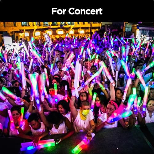 32 Pcs Foam Glow Sticks Bulk Party Pack, L16" Big Led Light Up Foam Sticks with 3 Flashing Effect, Glow in The Dark Party Supplies Favors for Wedding, Adults/Kids Birthday, Disco Dance Floor, DJ