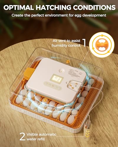 56 Egg Incubator with Automatic Egg Turning and Humidity Control, 360° Viewing, Chicken Incubator for Hatching Duck, Goose, Turkey, Quail, and Parrot Eggs, Egg Candler Ideal for Farm, Home
