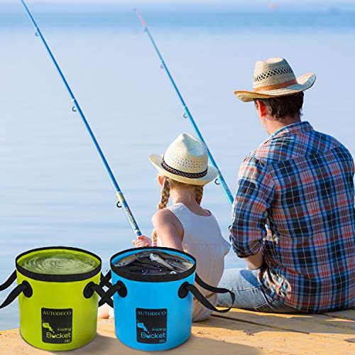 Collapsible Bucket 5 Gallon Container Folding Water Bucket Portable Wash Basin 20L - color: Blue