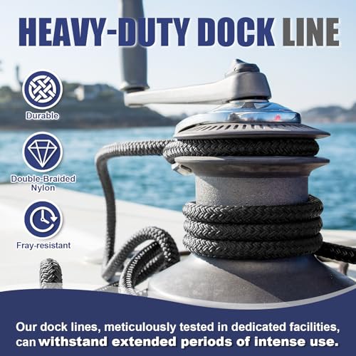 TetherTite Boat Dock Lines 5/8 Inch 20/25/30 Ft,Double Braided Nylon Boat Dock Lines with Loop, Mooring Line Marine Rope (3/4" x35') - size: 3/4"x35'
