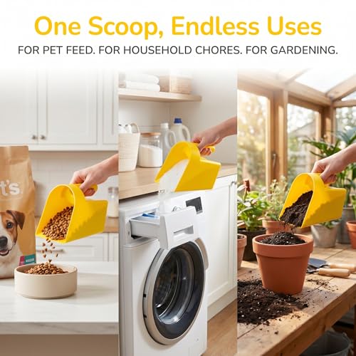Cedilis 8 Pack Plastic Enclosed Feed Scoop, 2 Quart Heavy Duty Bird Seed Scooper with Handle, Large Scoop for Horse Chicken Goat Livestock Animal Feeding, Stackable, Durable