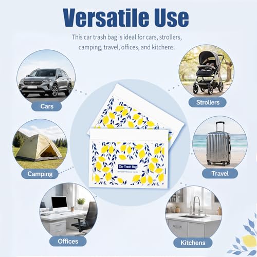 20PCS 2 in 1 Disposable Car Trash Bags with Adhesive Strips | Stylish & Anti-Spill Trash Bag for Car with Dual-Purpose Design,Stand & Stick-On Cars Garbage Bag as Vomit Bags