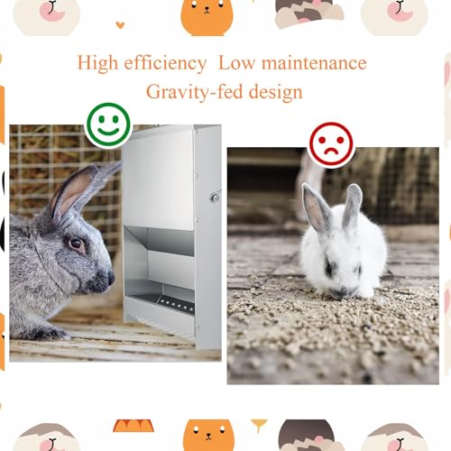 2 Packs Metal Rabbit Feeders for Cages Galvanized Steel Bunny Food Dispenser Automatic Rabbit Feeder for Rabbits Chicken Guinea Pigs Ferrets and Other Small Animals
