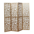 Roundhill Furniture Giyano 4 Panel Screen Room Divider, White Screen with Gold Frame - color: White Screen/Gold Frame