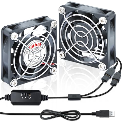 Wathai 2Pack 60mm USB Fan 5V Brushless Computer Cooling Fan with 3 Speed | 60x60x15mm USB Fans for Cooling PC Case, Raspberry Pi, Electronics Ventilation, Router Radiator, DIY Projects - size: 60x15mm(5V)