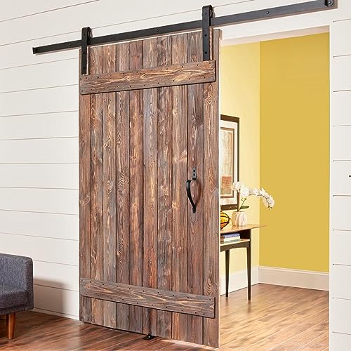 WellMade 10" Barn Door Handles Heavy Duty,Gate Handle for Wooden Fences Shed, Rustic Metal Decorative Sliding Door Pull Handles (Black 2 Packs)