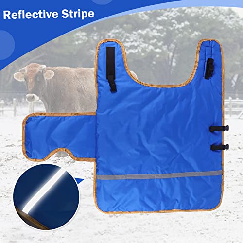 Fleece Calf Blankets Jacket for Calves - Calf Coat Keep Warmming, Soft Calf Cow Goat Dog Warm Clothes Comfortable Freezing Resistance Cold Proof Oxford Cloth Waterproof - color: Blue Yellow