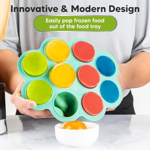 KeaBabies Silicone Food Freezer Trays with Lid, 2oz x 10 Pods(Alpine Green) | Baby Food Storage Containers, Easy Puree Meal Prep, Breast Milk Silicone Freezer Molds, Dishwasher, Microwave Safe, BPA-Free - color: Alpine Green