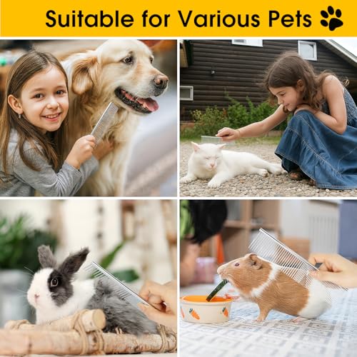 BEVTEE 3 Pcs Dog Combs for Grooming Matting, Greyhound Metal Comb for Cat | Removing Tangles Knots, Pet Grooming Tool, Stainless Steel Teeth Without Scratching the Skin for Pet Greyhound Poodle Doodle