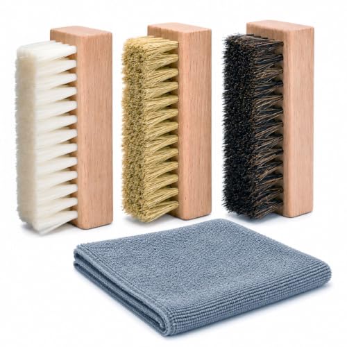 3 Small Shoe Cleaning Brush Set, Boots Sneaker Shoes Cleaner with Nylon, Boar and Horsehair Bristles, Suede Brush Polish Cleaning Brush for Leather, Canvas, Textile, Bags and More