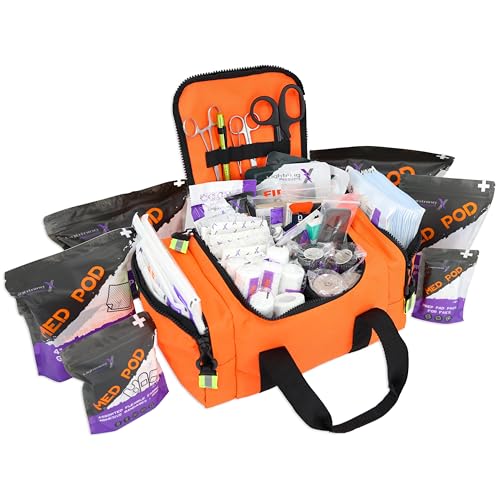 Lightning X Value Compact Medic First Responder EMS/EMT Stocked Trauma Bag w/Basic Fill Kit A - Orange - color: Orange