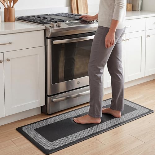 Chef Gear Hettie Anti Fatigue Cushioned Kitchen Mat 18"x48" Black - color: Black, size: 48"L x 18"W x 0.3"Th