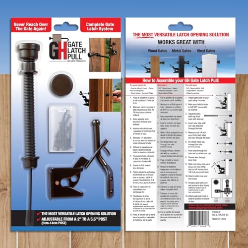 GH Gate Latch Complete Outdoor gate Latch for Wooden Gates operates from/on Both Sides of Fence Patented Dual Sided Operation. Wooden Fence Latch Vinyl Gate Latch Metal Fence Latch Universal fit