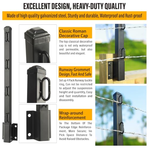 Fence Post Extender, 23.5" Fence Barbed Wire Extend Arm，for Outdoor Fences to Increase Height, Protect Privacy and Pets Jumping Off (8, 23.5in) - size: 23.5in