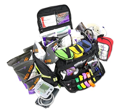 Lightning X Premium Stocked Modular EMS/EMT Trauma First Aid Responder Medical Bag + Kit - color: Black