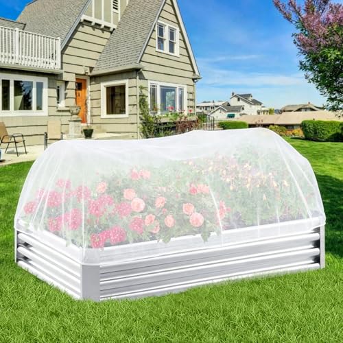 MUDEREK 4x10ft White Shade Cloth for Raised Beds Garden Sun Shade Cloth | for Vegetables Non-Woven Light Sunshade Cloths for Garden White Plant Shade Cloths for Raised Bed to Protect Plants - size: 4x10ft/1PC