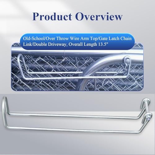 Old-School/Over Throw Wire Arm Top/Gate Latch Chain Link/Double Driveway | Fit for Residential Gate Frames Constructed of Either 1-1/8" OD/1-3/8" OD Tube, Overall Length 13.5", Rust-resistant, 2Pc - color: 2 Pcs