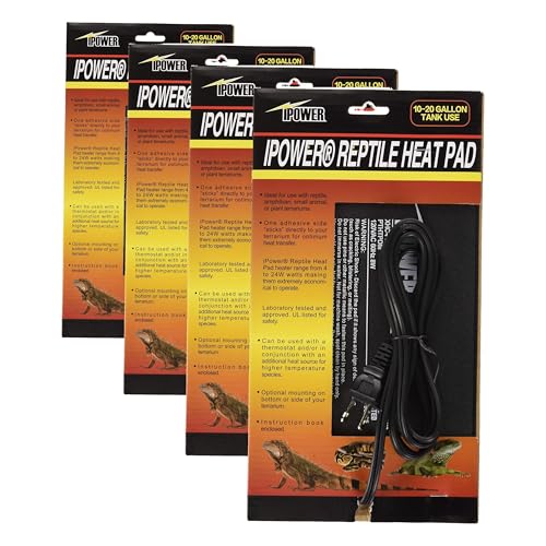 iPower Reptile Heat Pad 6X8 Inch 8W Under Tank Terrarium Warmer Heating Mat for for Turtle, Lizard, Frog, Snake, Reptile, and Other Small Animals (Pack of 4) - color: Black-1 Pack, size: 6" X 8" (Pack of 4), style: Heat Pad
