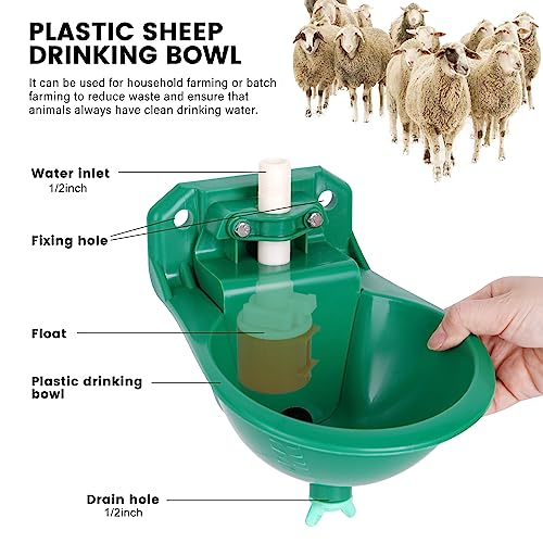 Goat Waterer, Livestock Waterer for Sheep Dog Piglet Calf Horse Farm Water Troughs for Livestock Automatic Water Bowl Plastic Drinking Bowl Water Dispenser 2 Pack