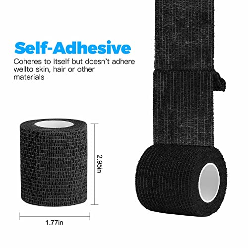 Self-Adhesive Bandage Wrap, Breathable, Elastic, 3 Inch, 8 Rolls - color: Black, size: 3 Inch (Pack of 8)