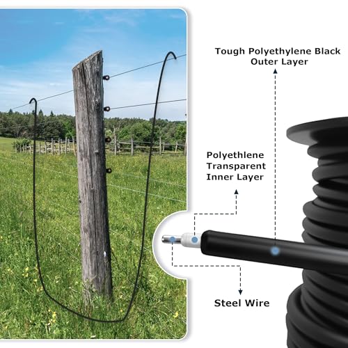 12 ½ Gauge Eeletric Fence Double Insulated Underground Wire, 2.5mm Underground Hard Cable, Direct Burial Electric Fence Wire, 164ft - size: 164 Ft