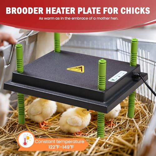 Tetuga Brooder Box for Chick Starter Kit with 10x 12” Brooder Heating Plate | Chicken Brooder Pen All-In-1 Bundles with Chicken Feeder, Waterer, Up to 15 Chicks, Ducks & Quail, Indoor & Outdoor Use, Red - color: Chicken Brooder Tent Bundles,Red
