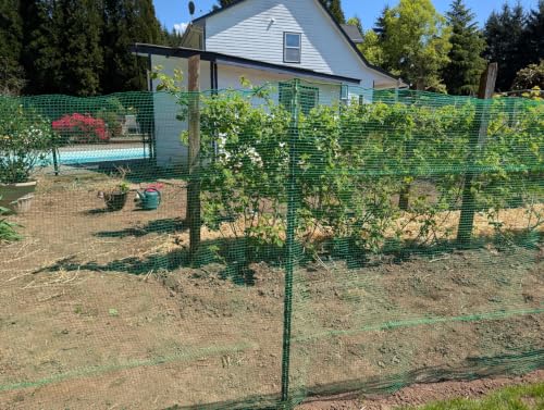 Junflying 4x100 FT Deer Fence Netting, 1/2” Garden Fence Animal Barrier | Woven Temporary Plastic Mesh Netting for chicken, poultry garden protection. Shield vegetables & fruit trees from wildlife.