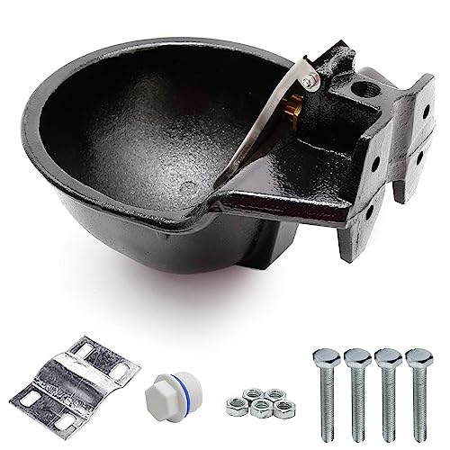MDEOOSKY Extra Large Livestock Cast Iron Push-Paddle Automatic Horse Waterer with Accessories Livestock Water Trough 2.5L Heavy Duty Auto Drinking Metal Troughs for Horse Cattle Goat Pig Capacity