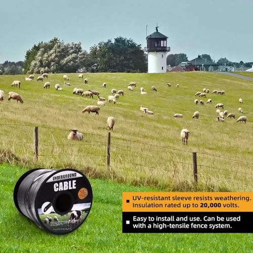12 ½ Gauge Eeletric Fence Double Insulated Underground Wire, 2.5mm Underground Hard Cable, Direct Burial Electric Fence Wire, 164ft - size: 164 Ft