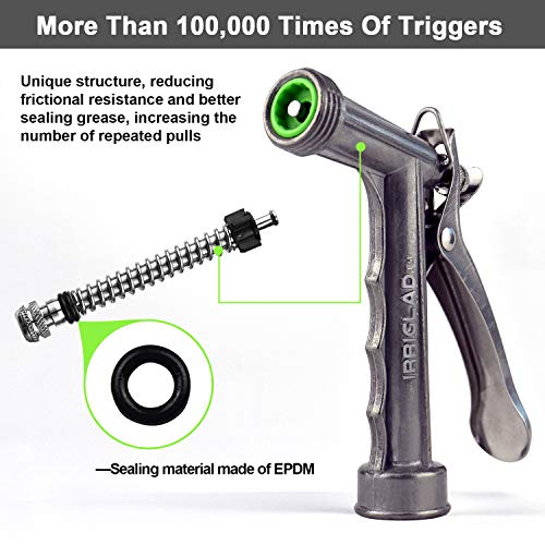 Hose Nozzle 2 Pack, Full Size Pistol Grip Water Nozzle Sprayer with Threaded Front, High Pressure Nozzle, Adjustable Spray Water Flow for Watering, Showering Pet, Washing Car, Silver - color: Silver, size: 2pcs