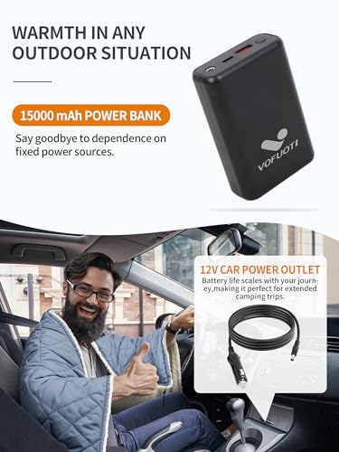 Wearable Heated Blanket,12V Cordless 15000 mAh,3 Heating Set | Cordless heating pad design,Battery Operated,Sherpa Lining,Heated Shawl Throw Blanket for Car,Camping,Backpacking,Hiking - color: Elegant Gray