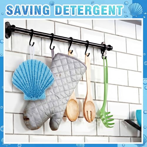 12 Pcs Shell Sponge Dish Scrubber Dual Sided Non Scratch Dish Washing Scrubbers Reusable Household Cleaning Kitchen Tools for Dishwashing Washing Dishes Cookware Tubs Sinks - style: Shell