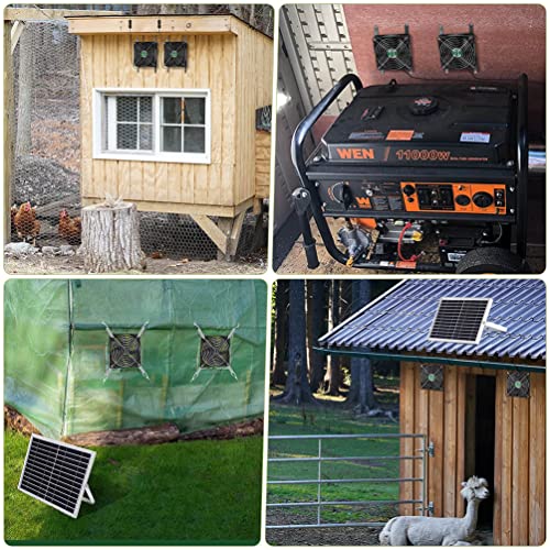 Solar Powered Fan with Battery, Rechargeable Solar Fan for Chicken Coop, Greenhouse, Shed, Outside with Two IPX7 Waterproof Exhaust Intake Fans 16.5Ft On/Off Switch Cable - size: Medium 5"-BAT