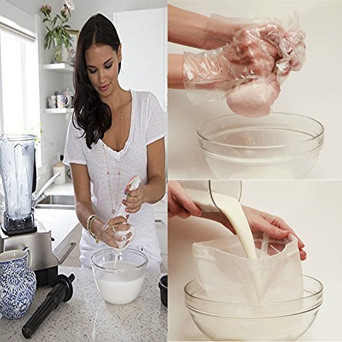 Premium Fine Mesh Food Grade Nut Milk Bag for Almond Milk/Soy Milk - Fine Mesh Nylon Cheesecloth & Cold Brew Coffee Filter, 9" x 12" (5)