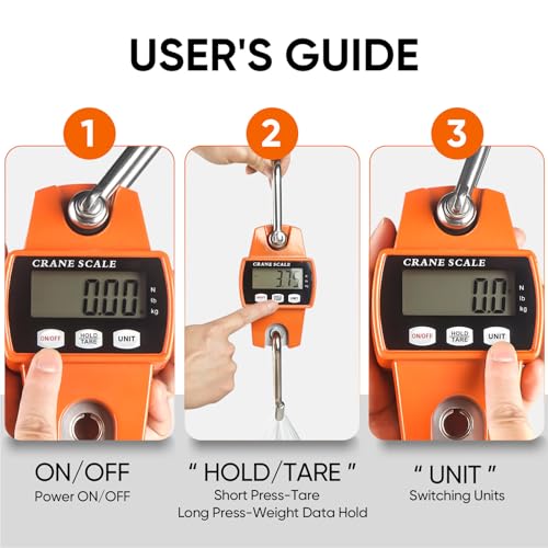 RoMech 660lb Digital Hanging Scale with Cast Aluminum Case, Handheld 300Kg Mini Crane Scale with Hooks for Farm Hunting Fishing Outdoor (Orange) | 300KG Heavy Capacity, High Accuracy Weighing, kg/lb/N Unit Conversion, Suitable for Fishing, Farm, Hunting -