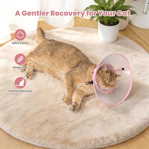 Avont Soft Mesh Large Pet Cone, Adjustable Anti-Lick E-Collar (Pink L) | Neck 8.7-11.8" Depth 5.3" Adjustable draw, hook & loop, snaps, water-resistant, clear-view spay recovery - color: Pink, size: Large