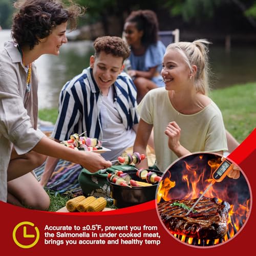 6 Pcs Instant Read Meat Thermometer Long Probe,Orange | Probe Waterproof Digital Thermometer, For Cooking BBQ Water Milk Liquids, Quick Accurate Food Temperature - color: Orange