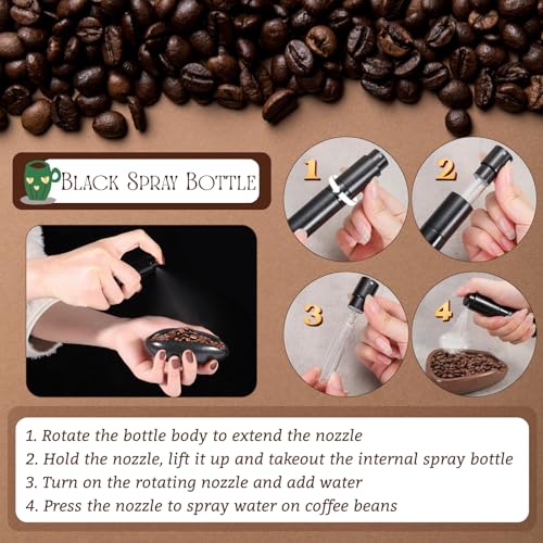 3pcs Coffee Bean Dosing Cup Set, Ceramic Cup Dosing Spoon Spray Bottle | Coffee Bean Dosing Cup Set in Gift Box, Static Reduction Precise Measuring for Espresso Tea Coffee Bar Accessories Kit - color: Black