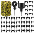 Tudomro 102 Electric Fence Wire Kit 100 Electric Fence Insulators 1 Roll of 3mm 656ft Stainless Steel Polywire 1 Insulator Socket Tool for Reliable Conductivity & Rust Resistance