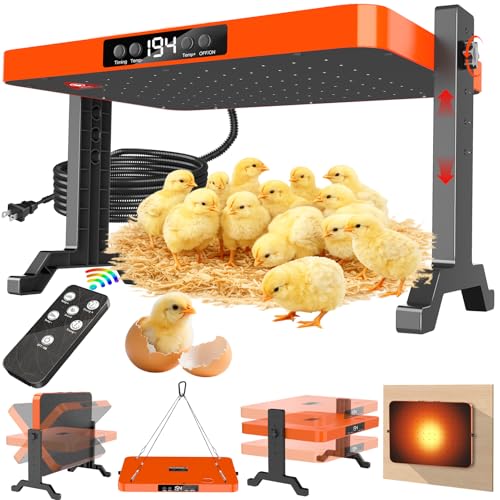 LQTTEK Chicken Brooder Heater,200 Watts Smart Chicken Coop Heater with Overheating Protection,Poultry Brooder for 24 Chicks with Timer & Temp Controllers,Large Egg Incubator with Heater,UL-Compliant