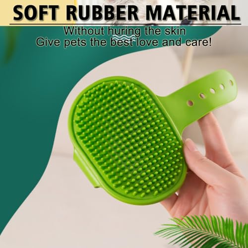 Dog Grooming Brush, Pet Shampoo Bath Brush Dog Grooming Shedding Brush Soothing Massage Rubber Comb with Adjustable Ring Handle for Long Short Haired Dogs and Cats 2pcs - color: Red & Yellow