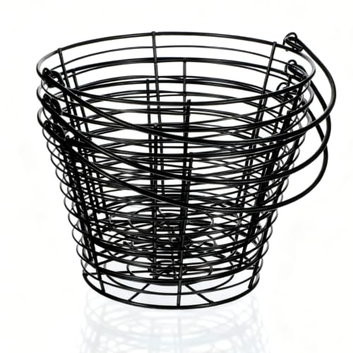 Kifmurase 3 Pcs 8” Egg Collecting Basket, Wire Baskets Metal Storage Basket | for Gathering Fresh Eggs, with Handle, for Carring and Transporting, Chicken and Duck Eggs, Fruit Bin