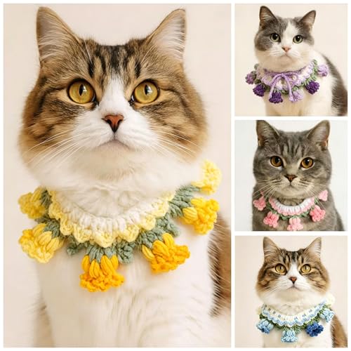 Soft Plush Flower Pet Collar for Cats & Dogs, Adjustable Cute Floral Neck Cone, Comfortable Protective Recovery Collar for Kitten Puppy Grooming & Daily Wear (XS) - size: XS
